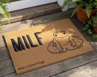 Funny Frog Doormat, Man I Love Welcome Mat for Housewarming, New Home Gift