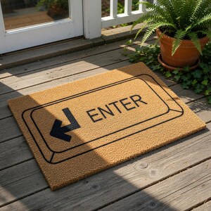 Enter Key Welcome Mat, Funny Coir Doormat for Housewarming New Home Gift, Closing Birthday