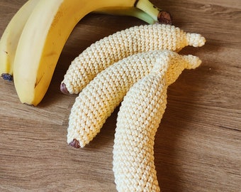 Banane aux fruits au crochet, cuisine de jeu, marché, épicerie, nourriture de jeu de simulation, épicerie de stockage pour enfants. Jouets pour tout-petits Waldorf. Accessoires de cuisine pour enfants