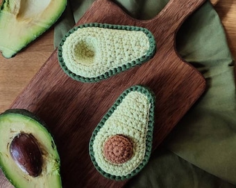 Crochet avocado toy for play kids kitchen, play food, sensory toys for toddler, educational montessori toys, play kitchen accessories toy