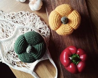 cabbage carrot dollhouse vegetables cauliflower apple imaginative play cooking set: pumpkin Crochet Play Food grape