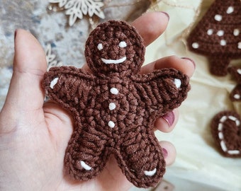 Crochet Christmas cookies for play kids kitchen, play food accessories, Montessori toys sensory toys for toddler, crochet gingerbreads toys