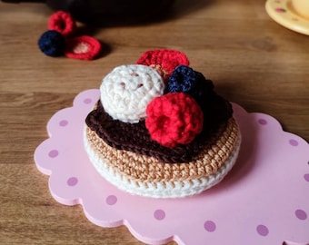 Crochet food - set pancake and fruit, breakfast set for play kids kitchen, pretend play food, toddler birthday gift, montessori learning toy