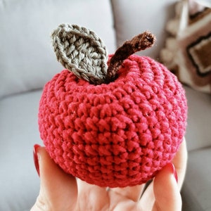 Crochet fruit apple toy for kids, kitchen accessories. Pretend play food. Montessori baby toy, gift for toddler, educational preschool toy image 4