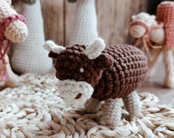 Crochet ox for nativity scene, Beautiful handmade decoration for christmas, crochet cow. Christmas nativity scene for kids, Advent calendar