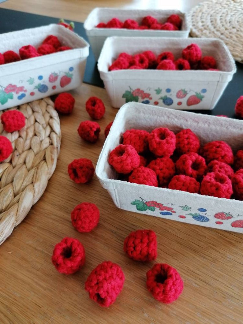 Crochet raspberries to play kitchen for children25 Kitchen accessories, play food set for kids kitchen. Educational toys for kids birthday zdjęcie 10