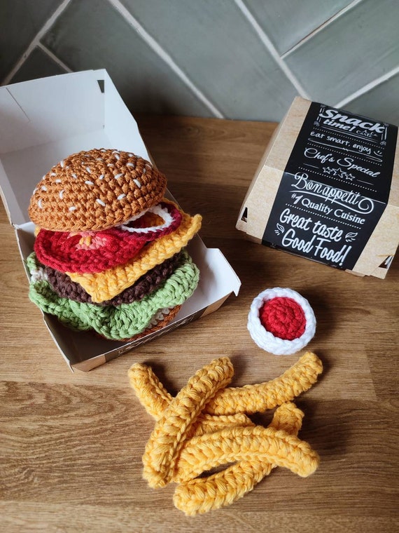 Toys Pretend Play Toys & Games Play food burger & fries hand crocheted