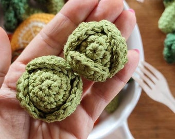 Crochet Brussel Sprouts 1pc: Pretend Play Food, Kids Kitchen Toy, Pretend play set, Cooking play toys, Montessori play food