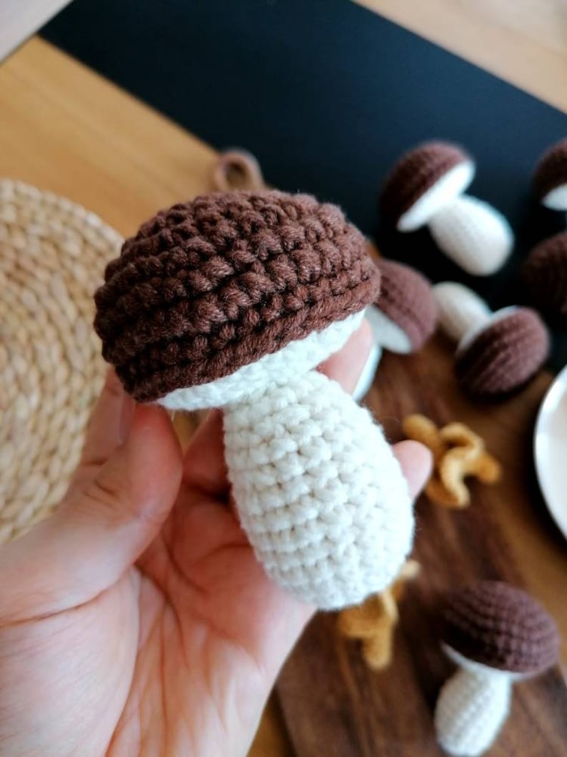 Crochet Mushroom: Montessori Pretend Play Food, Kids Kitchen Accessories image 6