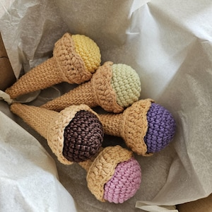 Crochet ice cream, play kids kitchen accessories. Play food for toddler, crochet sweet, confectionery, cafe, montessori toys, birthday gift