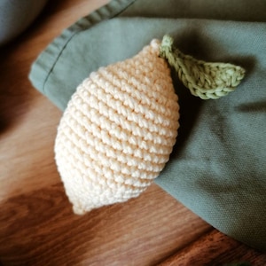 Crochet fruit lemon for play kids kitchen, pretend play food, montessori baby toys, gift for toddler, educational toy, preschool activities