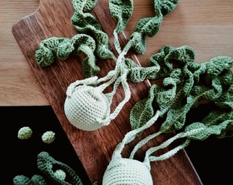 Crochet kohlrabi vegetables. Pretend play food set, kids kitchen accessories, cooking. Montessori eco toys. Crochet food for kids storage.