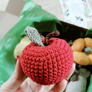 Crochet fruit apple toy for kids, kitchen accessories. Pretend play food. Montessori baby toy, gift for toddler, educational preschool toy image 7