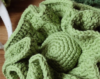 Crochet lettuce (1pcs) food for play kids kitchen, Pretend play kitchen accessories, educational toy for toddler, learning fun at home.