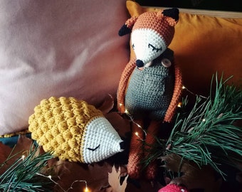 Jouet de renard câlin au crochet, jouets d'idées de pépinière, cadeau de douche de bébé, jouets de pépinière d'animaux mous en peluche, cadeau d'anniversaire unique pour enfants, peluche pour bébé.