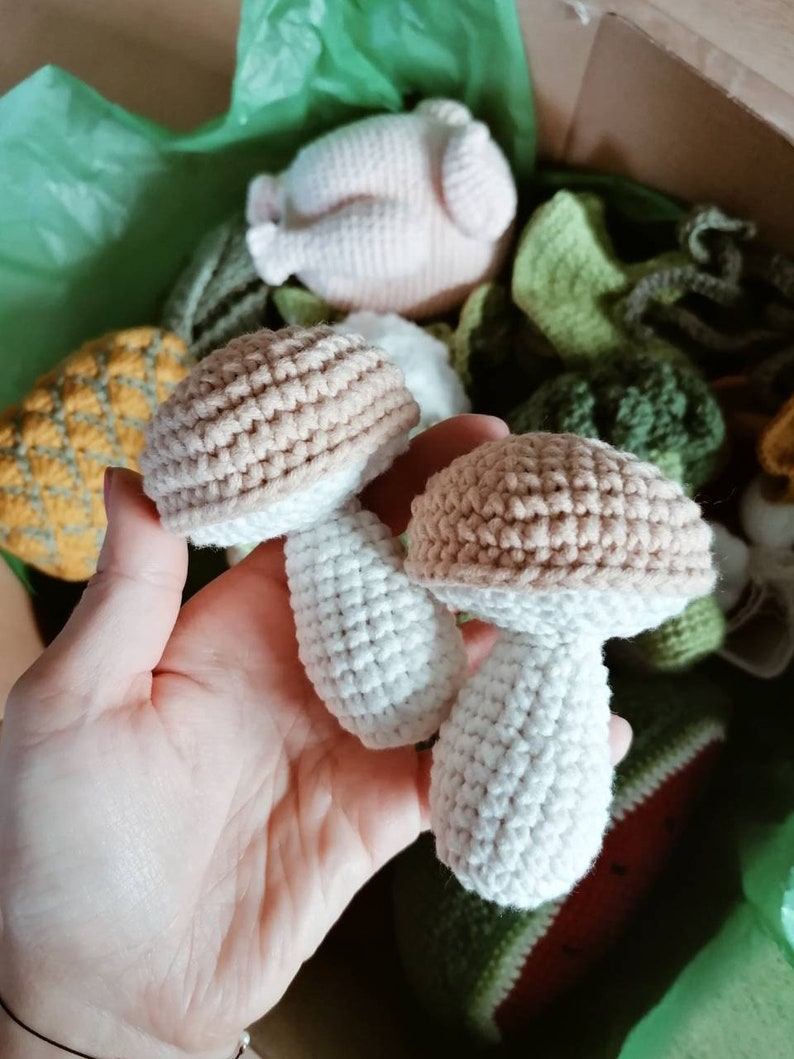 Crochet Mushroom: Montessori Pretend Play Food, Kids Kitchen Accessories image 8