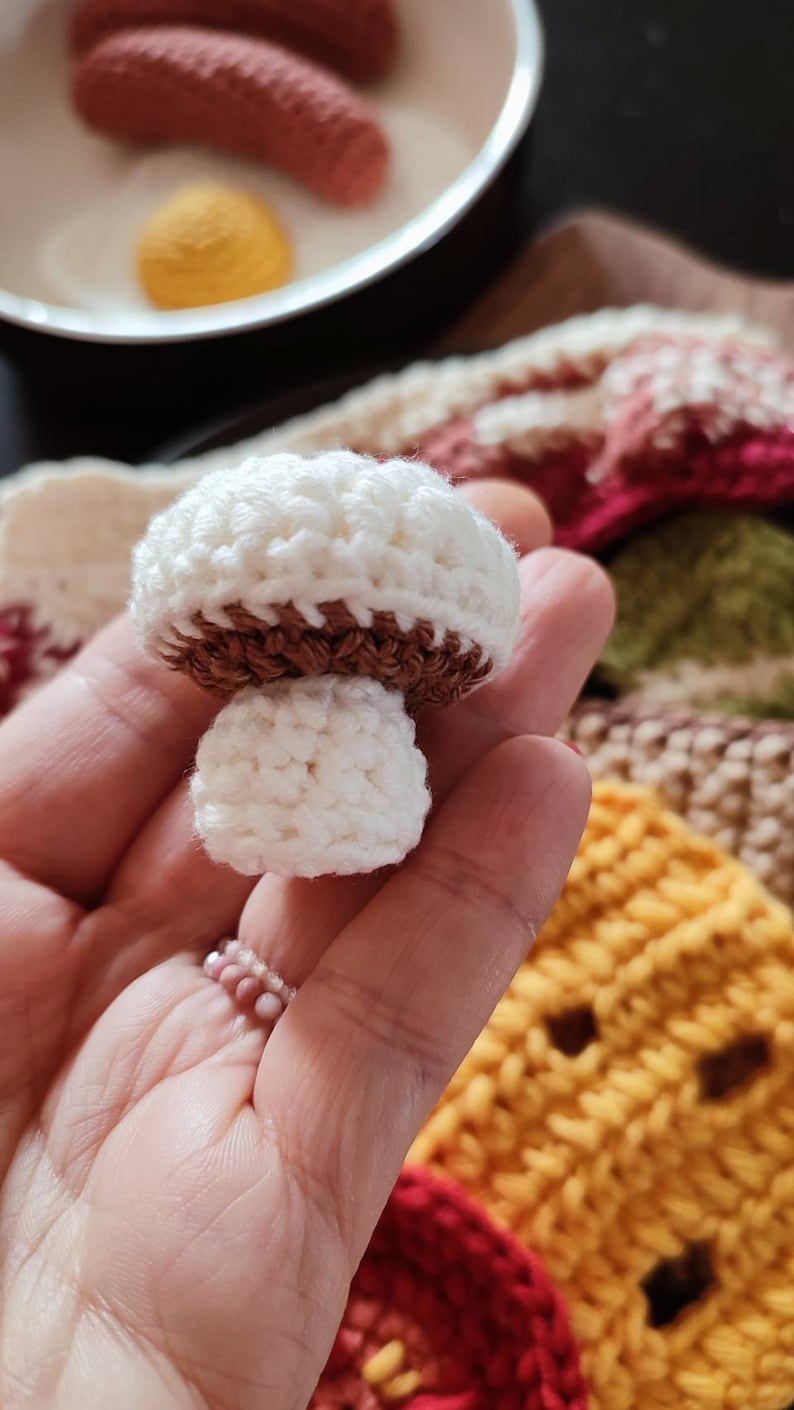 Crochet Mushroom: Montessori Pretend Play Food, Kids Kitchen Accessories image 10