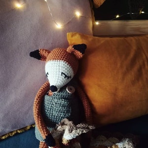 Crochet cuddly fox toy, nursery ideas toys, baby shower gift, stuffed soft animal nursery toys, uniqe birthday kids gift, soft toy for baby. image 7