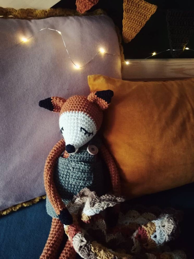 Crochet cuddly fox toy, nursery ideas toys, baby shower gift, stuffed soft animal nursery toys, uniqe birthday kids gift, soft toy for baby. image 7