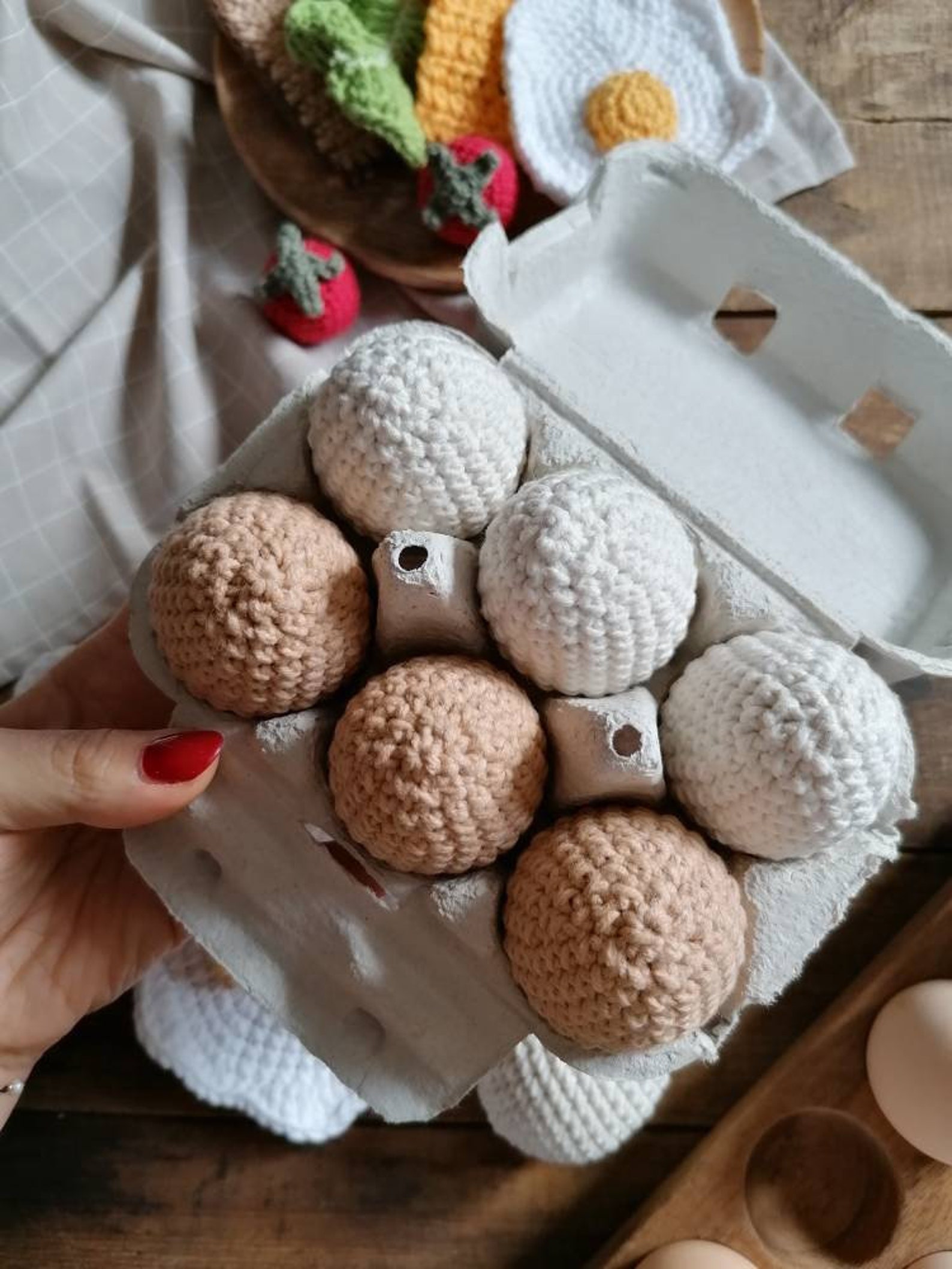 Crochet egg Play food toys Pretend play kitchen Gift for Etsy Polska