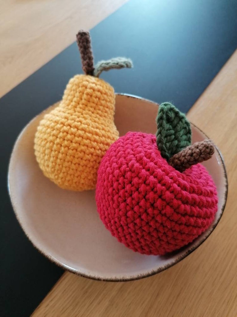 Crochet fruit apple toy for kids, kitchen accessories. Pretend play food. Montessori baby toy, gift for toddler, educational preschool toy image 10