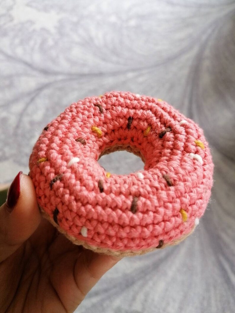 Crochet Donut Food for play kitchen accessories Pretend play food Montessori educational toy Kids kitchen Eco friendly birthday gift toddler
