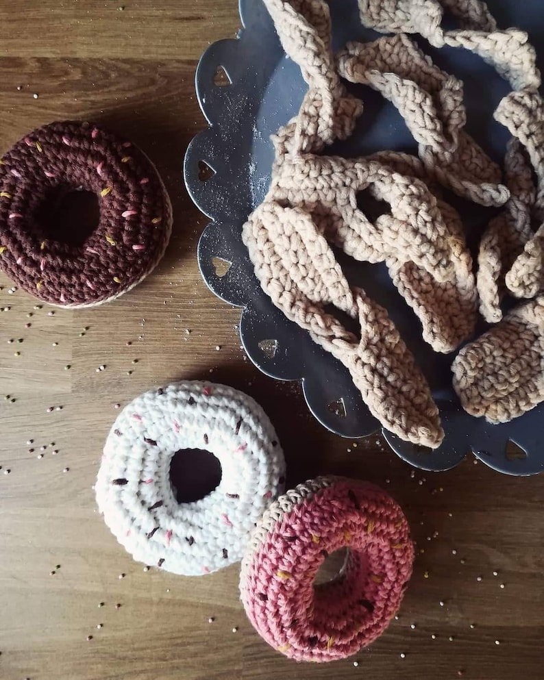 Crochet Donut Food for play kitchen accessories Pretend play food Montessori educational toy Kids kitchen Eco friendly birthday gift toddler