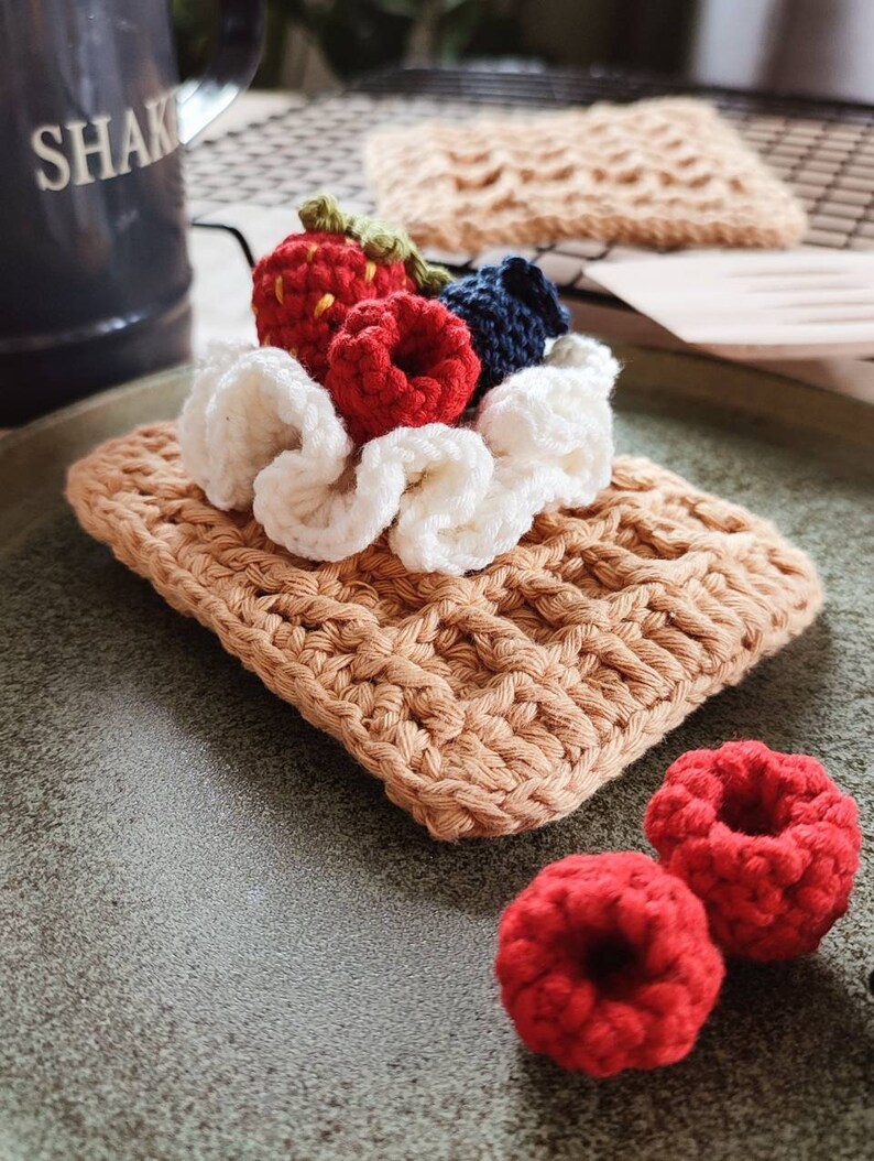 Crochet Food Set Waffle With Fruit. Play Food Set Kitchen Etsy