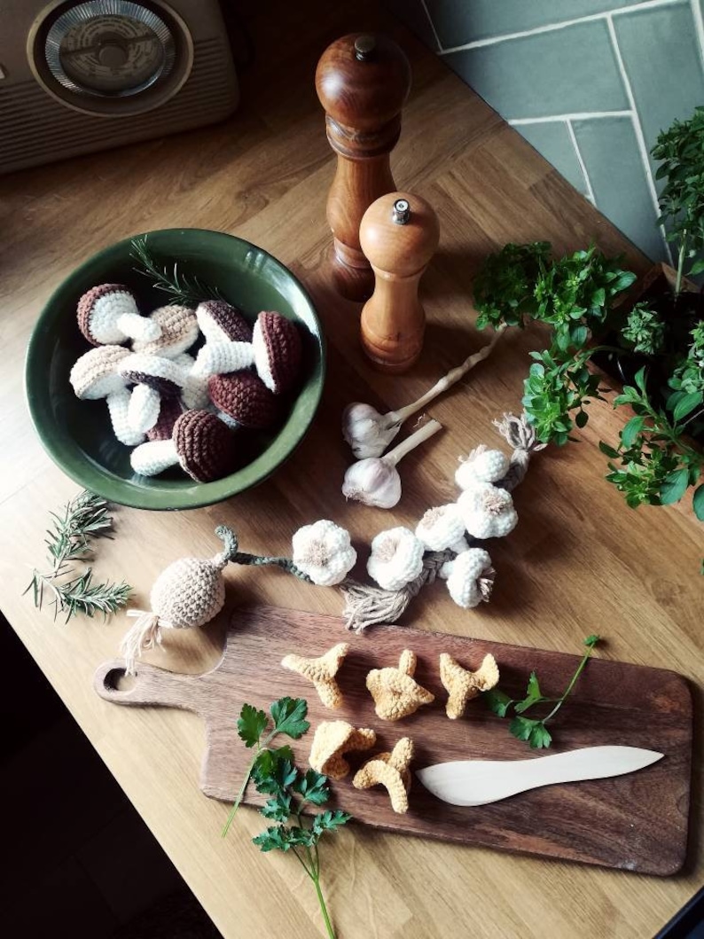 Crochet Mushroom: Montessori Pretend Play Food, Kids Kitchen Accessories image 4