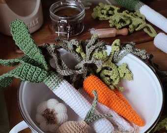 Crochet vegetables for cooking fun, Educational toys for kids kitchen, Pretend play food, Children's kitchen accessories, Play grocery store