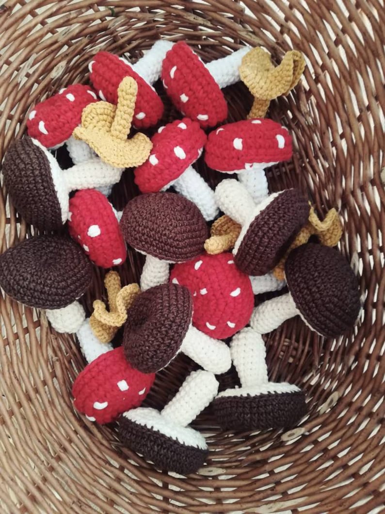 Crochet Mushroom: Montessori Pretend Play Food, Kids Kitchen Accessories image 5