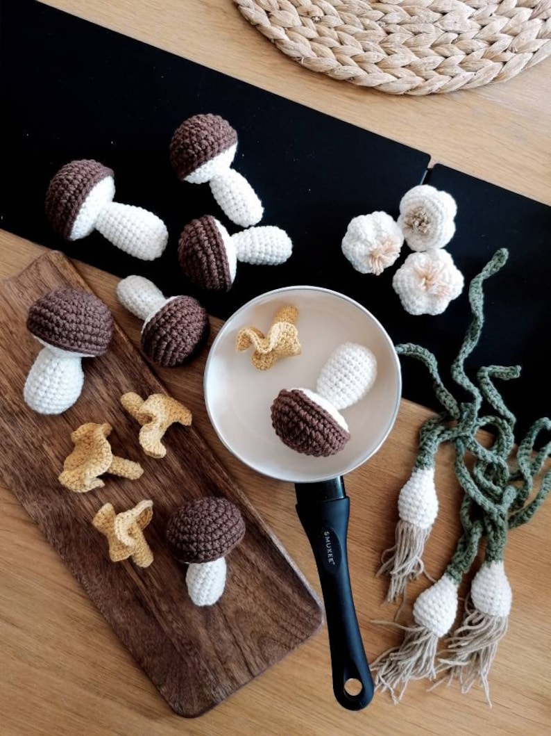 Crochet Mushroom: Montessori Pretend Play Food, Kids Kitchen Accessories image 1
