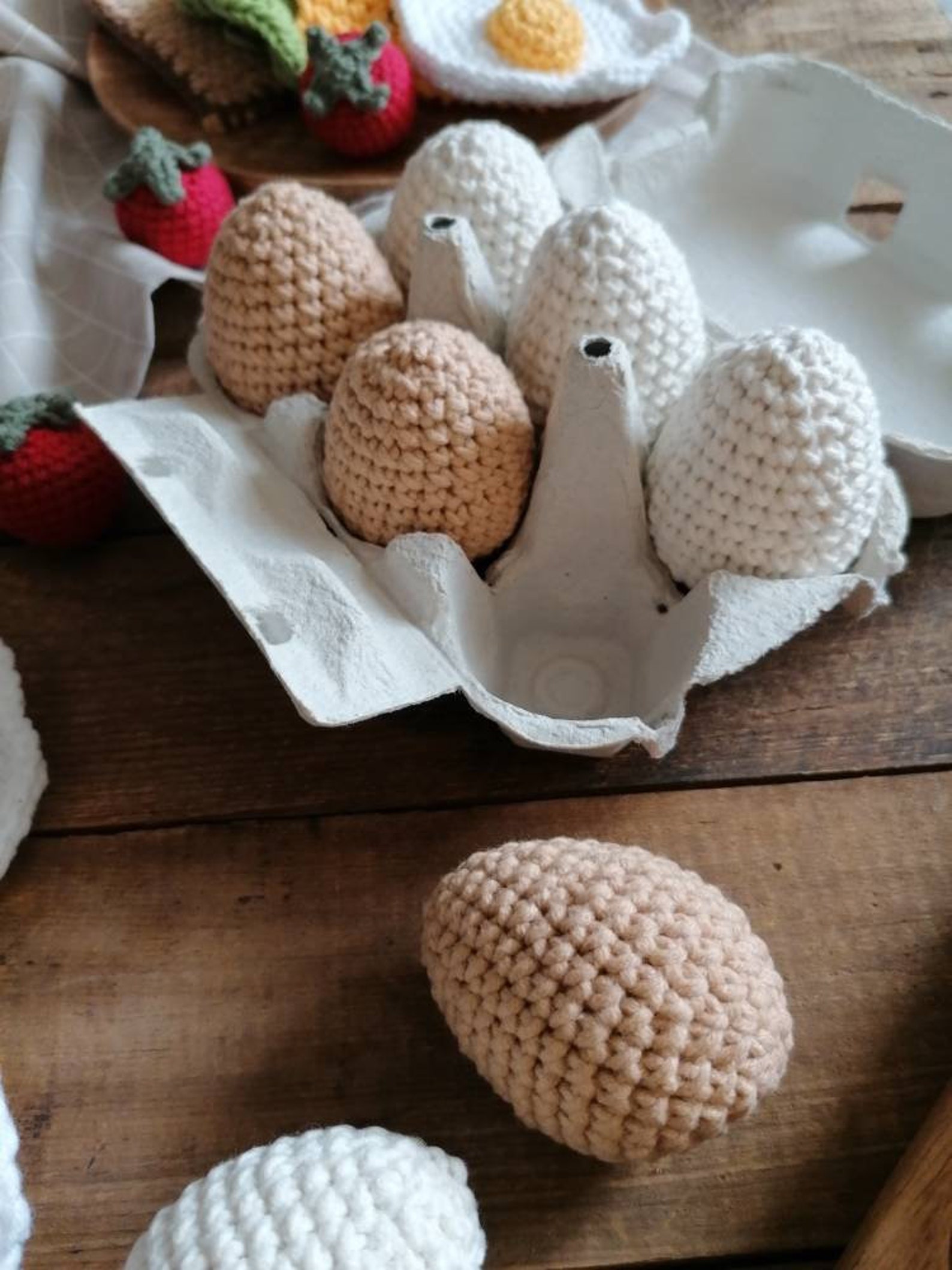 Crochet egg Play food toys Pretend play kitchen Gift for Etsy Polska
