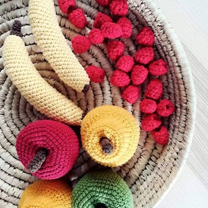 Crochet fruit apple toy for kids, kitchen accessories. Pretend play food. Montessori baby toy, gift for toddler, educational preschool toy image 9