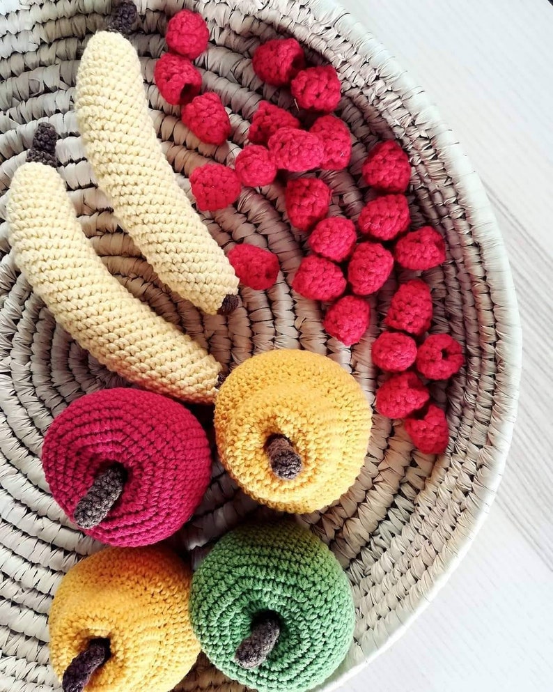 Crochet fruit apple toy for kids, kitchen accessories. Pretend play food. Montessori baby toy, gift for toddler, educational preschool toy image 9