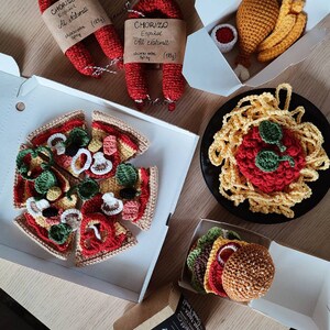 Crochet food spaghetti. Pasta with tomato sauce. Kids kitchen accessories Pretend play food, dinners set, fake fun food, realistic play food image 7