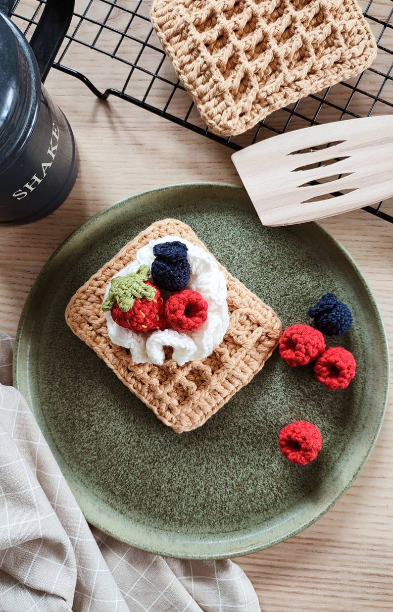 Crochet Food Set Waffle With Fruit. Play Food Set Kitchen Etsy