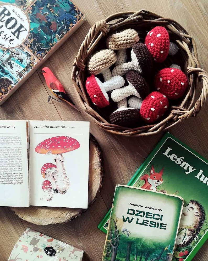 Crochet Mushroom: Montessori Pretend Play Food, Kids Kitchen Accessories image 2