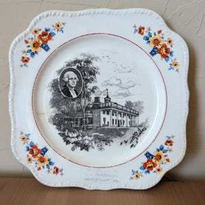 Antique Harker Pottery George Washington Mount Vernon Plate | Cottagecore Decor
