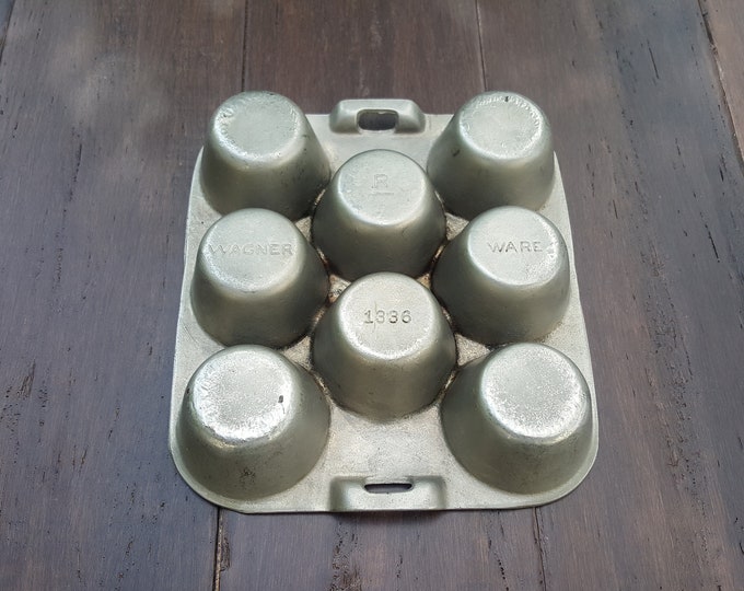 Wagner Ware Nickel Plated Cast Iron Muffin Pan 1336 Etsy