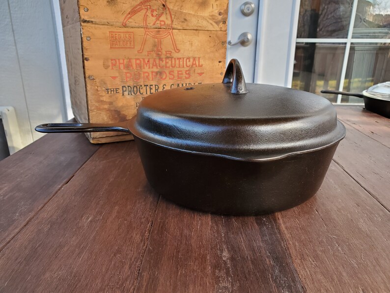 Griswold Iron Mountain 8 Chicken Pan With Matching Lid Etsy