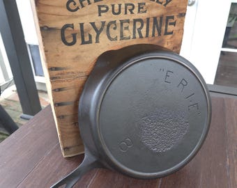 Antique "ERIE" Pre Griswold #8 Cast Iron Skillet Restored