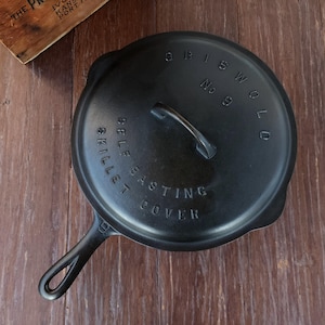 Griswold #9 Cast Iron Low Dome Skillet Cover Fully Marked Restored