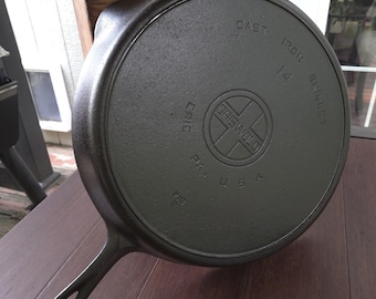 Griswold #14 Cast Iron Skillet With Large Block Logo And Heat Ring Restored