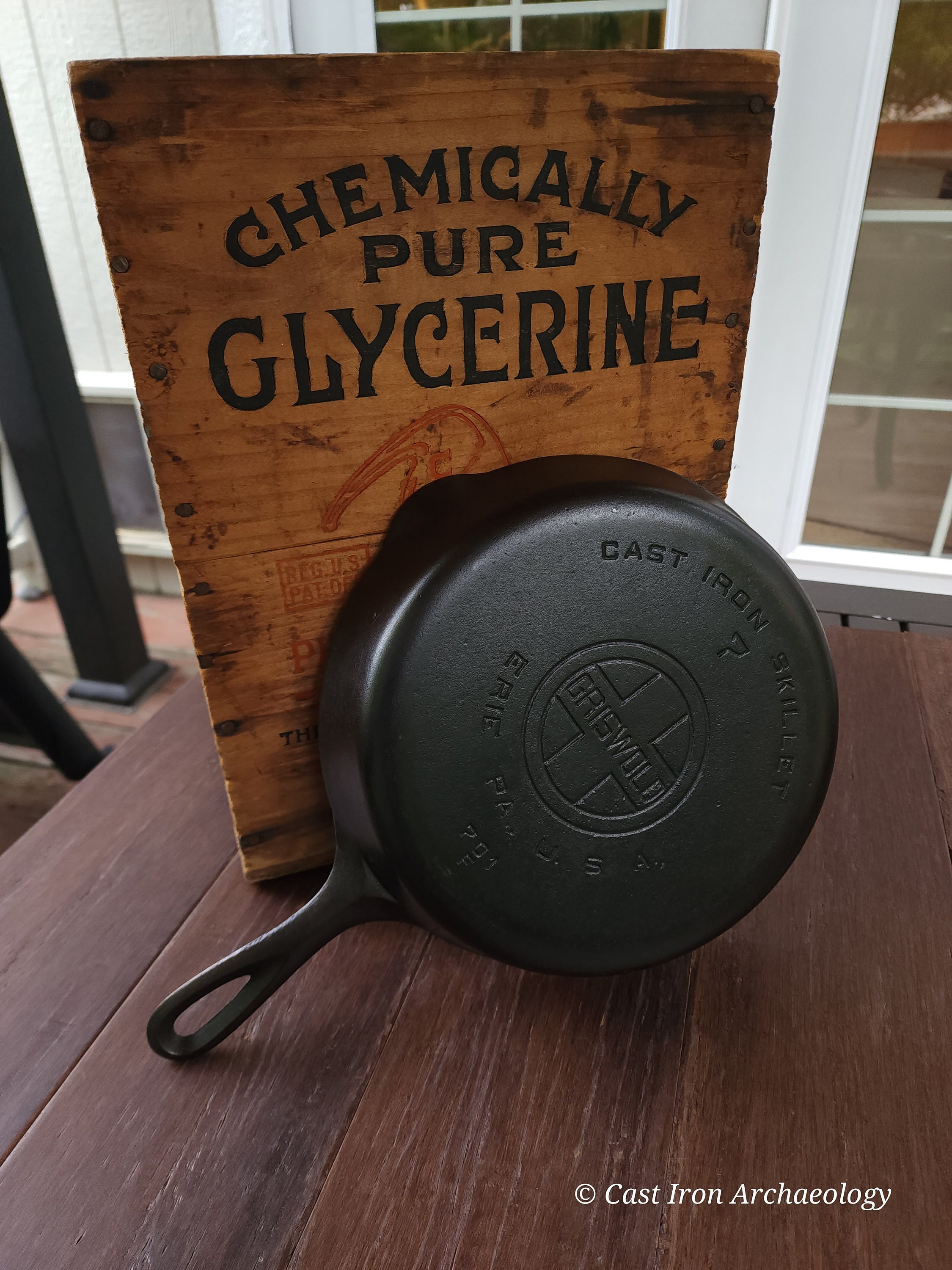 Griswold Erie Cast Iron Size 7 701 A Chrome Frying Pan Skillet Large Block  Logo