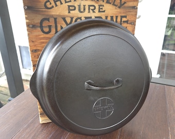 Griswold #10 Cast Iron High Dome Skillet Cover With Button Logo Restored