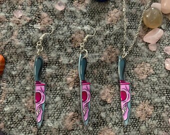 Knife Skull Earrings or Necklace: Horror Inspired Jewelry