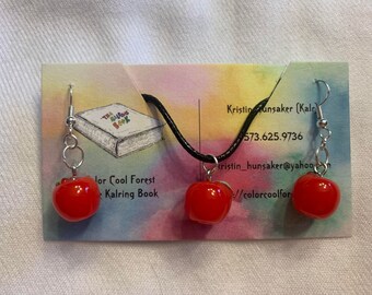 Juicy Red Apple Earrings and/or Necklaces / Jewelry Set
