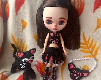 Custom Blythe Doll with Halloween Outfit and Rainbow Outfit (Plus Accessories)