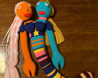 Two Headed Mermaid, YuMara and Ocean (Amigurumi Doll)
